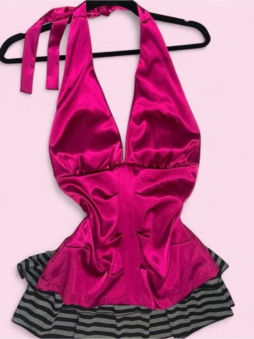 Windsor Lipstick Pink Satin Halter Top